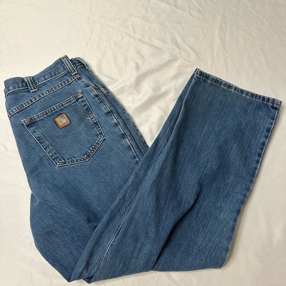 Carhartt 381-83 Relaxed Fit Work Denim Blue Jeans Mens Size 36x32